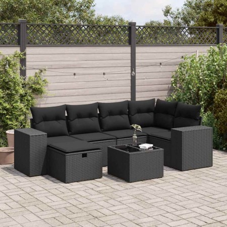 Set de sofás de jardín 7 pzas con cojines ratán sintético negro | Foro24|Onlineshop| Casa, Jardín y Más Foro24.es