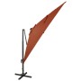 Cantilever umbrella with pole and LED lights terracotta 300 cm by vidaXL, Umbrellas - Ref: Foro24-312351, Price: 171,86 €, Di...