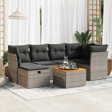 Set de sofás de jardín 7 pzas con cojines ratán sintético gris | Foro24|Onlineshop| Casa, Jardín y Más Foro24.es