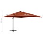 Sombrilla voladiza con poste y luces LED terracota 300 cm de vidaXL, Sombrillas - Ref: Foro24-312351, Precio: 171,86 €, Descu...