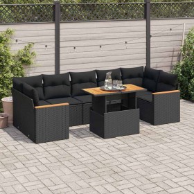 Set sofás jardín y cojines 7 pzas ratán sintético acacia negro von , Gartensets - Ref: Foro24-3327457, Preis: 598,18 €, Rabat...