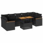 Set sofás jardín y cojines 7 pzas ratán sintético acacia negro by , Garden sets - Ref: Foro24-3327457, Price: 598,18 €, Disco...