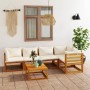 Garden furniture 6 pcs cream cushions solid acacia wood by vidaXL, Garden sets - Ref: Foro24-3057656, Price: 513,99 €, Discou...