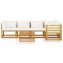 Garden furniture 6 pcs cream cushions solid acacia wood by vidaXL, Garden sets - Ref: Foro24-3057656, Price: 513,99 €, Discou...