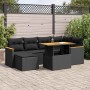 Set sofás jardín y cojines 7 pzas ratán sintético acacia negro | Foro24|Onlineshop| Casa, Jardín y Más Foro24.es