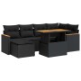 Set sofás jardín y cojines 7 pzas ratán sintético acacia negro | Foro24|Onlineshop| Casa, Jardín y Más Foro24.es