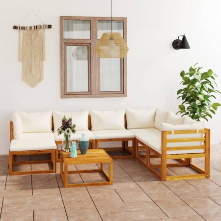 Garden furniture 8 pcs cream cushions solid acacia wood by vidaXL, Garden sets - Ref: Foro24-3057646, Price: 760,76 €, Discou...