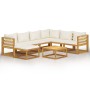 Garden furniture 8 pcs cream cushions solid acacia wood by vidaXL, Garden sets - Ref: Foro24-3057646, Price: 760,76 €, Discou...