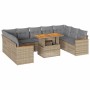 Set sofás jardín y cojines 10 pzas ratán sintético acacia beige by , Garden sets - Ref: Foro24-3327531, Price: 765,19 €, Disc...