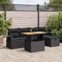 Set sofás jardín y cojines 6 pzas ratán sintético acacia negro | Foro24|Onlineshop| Casa, Jardín y Más Foro24.es