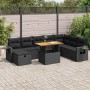 Set sofás jardín y cojines 9 pzas ratán sintético acacia negro | Foro24|Onlineshop| Casa, Jardín y Más Foro24.es