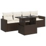 Set comedor de jardín 5 piezas y cojines ratán sintético marrón von , Gartensets - Ref: Foro24-3326244, Preis: 377,83 €, Raba...