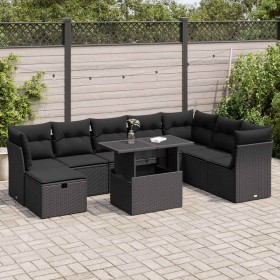 Set de sofás de jardín con cojines 9 pzas ratán sintético negro by , Garden sets - Ref: Foro24-3327795, Price: 661,31 €, Disc...