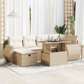 Set sofás de jardín 7 piezas y cojines ratán sintético beige de , Conjuntos de jardín - Ref: Foro24-3327898, Precio: 618,56 €...