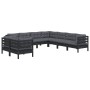 Garden furniture 9 pieces and cushions black solid pine wood by vidaXL, Garden sets - Ref: Foro24-3096903, Price: 883,11 €, D...