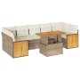 Set sofás jardín y cojines 8 pzas ratán sintético acacia beige de , Conjuntos de jardín - Ref: Foro24-3327684, Precio: 645,60...