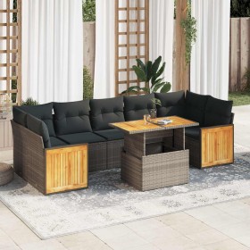 Set sofás jardín y cojines 8 pzas ratán sintético acacia gris von , Gartensets - Ref: Foro24-3327686, Preis: 592,69 €, Rabatt: %