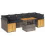 Set sofás jardín y cojines 8 pzas ratán sintético acacia gris by , Garden sets - Ref: Foro24-3327686, Price: 592,69 €, Discou...