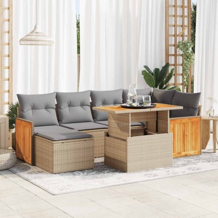 Set sofás jardín y cojines 8 pzas ratán sintético acacia beige | Foro24|Onlineshop| Casa, Jardín y Más Foro24.es