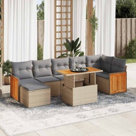 Set sofás jardín y cojines 7 pzas ratán sintético acacia beige de , Conjuntos de jardín - Ref: Foro24-3327741, Precio: 629,04...