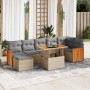 Set sofás jardín y cojines 7 pzas ratán sintético acacia beige de , Conjuntos de jardín - Ref: Foro24-3327741, Precio: 629,04...