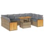 Set sofás jardín y cojines 10 pzas ratán sintético acacia beige de , Conjuntos de jardín - Ref: Foro24-3327755, Precio: 778,0...