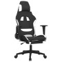 Silla de juego giratoria con reposapiés tela blanca y negra de , Sillones para videojuegos - Ref: Foro24-345707, Precio: 127,...