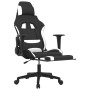 Silla de juego giratoria con reposapiés tela blanca y negra by , Gaming chairs - Ref: Foro24-345707, Price: 127,17 €, Discoun...