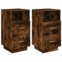 Mesillas de noche 2 uds con 2 cajones roble ahumado 36x36x68 cm de , Mesitas de noche - Ref: Foro24-858587, Precio: 112,84 €,...