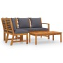 Garden furniture 4 pcs cream cushions solid acacia wood by vidaXL, Garden sets - Ref: Foro24-3057779, Price: 416,99 €, Discou...