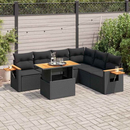 Set sofás jardín y cojines 6 pzas ratán sintético acacia negro | Foro24|Onlineshop| Casa, Jardín y Más Foro24.es