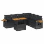 Set sofás jardín y cojines 6 pzas ratán sintético acacia negro | Foro24|Onlineshop| Casa, Jardín y Más Foro24.es