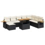 Set sofás jardín y cojines 7 pzas ratán sintético acacia negro by , Garden sets - Ref: Foro24-3327633, Price: 584,14 €, Disco...