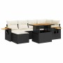 Set sofás jardín y cojines 7 pzas ratán sintético acacia negro by , Garden sets - Ref: Foro24-3327619, Price: 508,41 €, Disco...