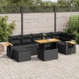 Set sofás jardín y cojines 8 pzas ratán sintético acacia negro | Foro24|Onlineshop| Casa, Jardín y Más Foro24.es