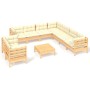 Garden furniture 10 pieces and solid pine wood cream cushions by vidaXL, Garden sets - Ref: Foro24-3096905, Price: 815,16 €, ...