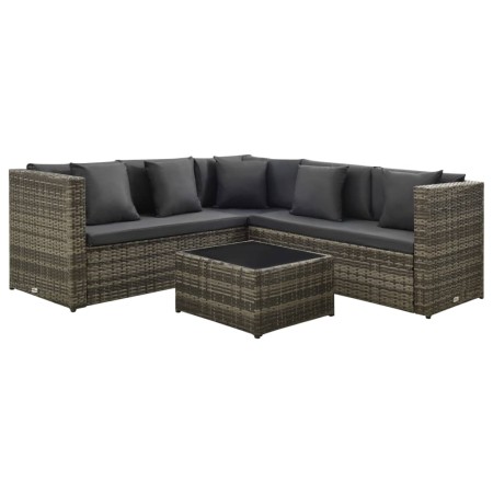 Set de muebles de jardín 4 pzas y cojines ratán sintético gris de vidaXL, Conjuntos de jardín - Ref: Foro24-313131, Precio: 5...