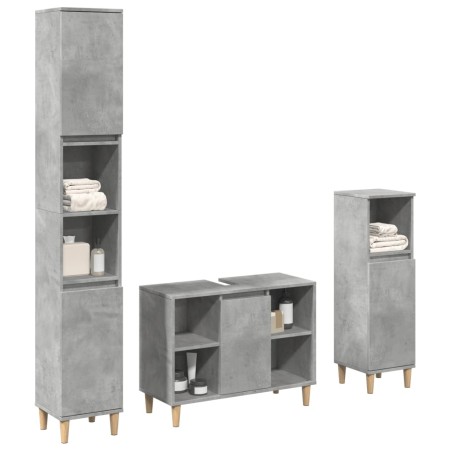 Set muebles de baño 2 piezas madera contrachapada gris hormigón de , Muebles de baño - Ref: Foro24-3324951, Precio: 207,90 €,...