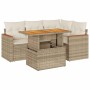 Set sofás jardín y cojines 5 pzas ratán sintético acacia beige by , Garden sets - Ref: Foro24-3327481, Price: 459,50 €, Disco...