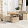 Set sofás jardín y cojines 5 pzas ratán sintético acacia beige von , Gartensets - Ref: Foro24-3327488, Preis: 524,90 €, Rabat...