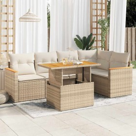 Set sofás jardín y cojines 5 pzas ratán sintético acacia beige de , Conjuntos de jardín - Ref: Foro24-3327488, Precio: 524,90...