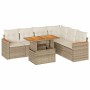 Set sofás jardín y cojines 7 pzas ratán sintético acacia beige de , Conjuntos de jardín - Ref: Foro24-3327495, Precio: 644,08...