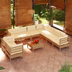 Garden furniture 10 pieces and cushions honey brown pine wood by vidaXL, Garden sets - Ref: Foro24-3096908, Price: 977,84 €, ...