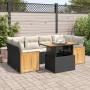 Set sofás jardín y cojines 7 pzas ratán sintético acacia negro by , Garden sets - Ref: Foro24-3327675, Price: 507,46 €, Disco...