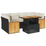 Set sofás jardín y cojines 7 pzas ratán sintético acacia negro by , Garden sets - Ref: Foro24-3327675, Price: 507,46 €, Disco...