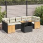 Set sofás jardín y cojines 8 pzas ratán sintético acacia negro by , Garden sets - Ref: Foro24-3327682, Price: 560,05 €, Disco...