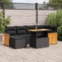 Set sofás jardín y cojines 8 pzas ratán sintético acacia negro by , Garden sets - Ref: Foro24-3327730, Price: 504,46 €, Disco...