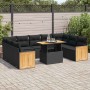 Set sofás jardín y cojines 10 pzas ratán sintético acacia negro von , Gartensets - Ref: Foro24-3327751, Preis: 718,76 €, Raba...