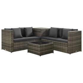 4-piece garden furniture set and gray synthetic rattan cushions by vidaXL, Garden sets - Ref: Foro24-313130, Price: 452,99 €,...