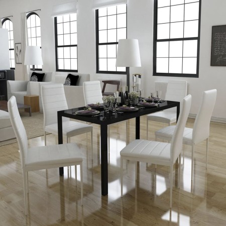 Juego de mesa de comedor de 7 piezas en blanco y negro | Foro24|Onlineshop| Casa, Jardín y Más Foro24.es